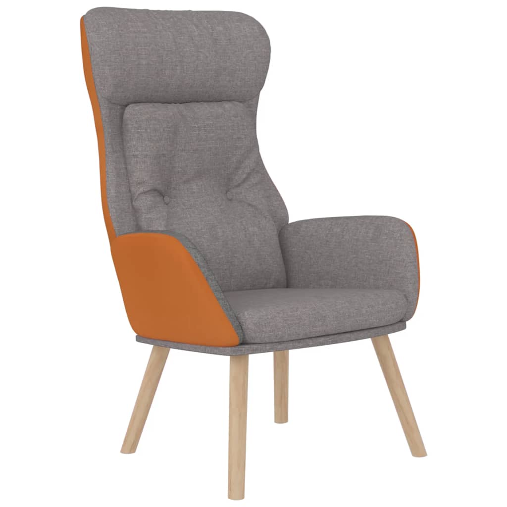 Relax Chair with Footstool Light Grey Faux Leather & Fabric