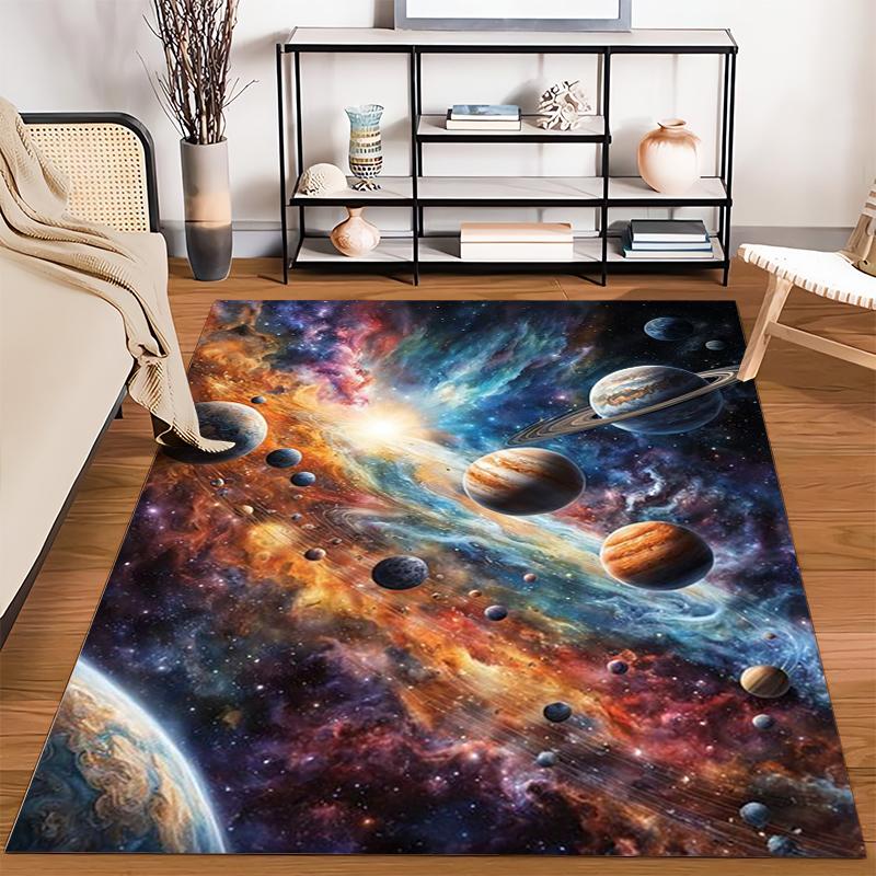"Colorful Galaxy Planets Space Design Carpet for Living Room Decor" Suitable for use as an anti-slip for living room bedroom sofas