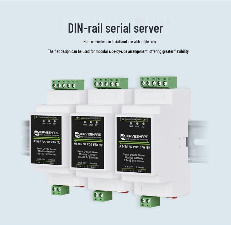 Промышленный модуль RS485 в RJ45 Ethernet с поддержкой многохостового шлюза Modbus
