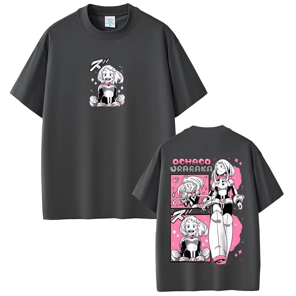 Anime My Hero Academia Print TShirt Cartoon Ochaco Uraraka Graphic T Shirts Unisex Women Clothing Cute Kawaii pure cotton Tshirts