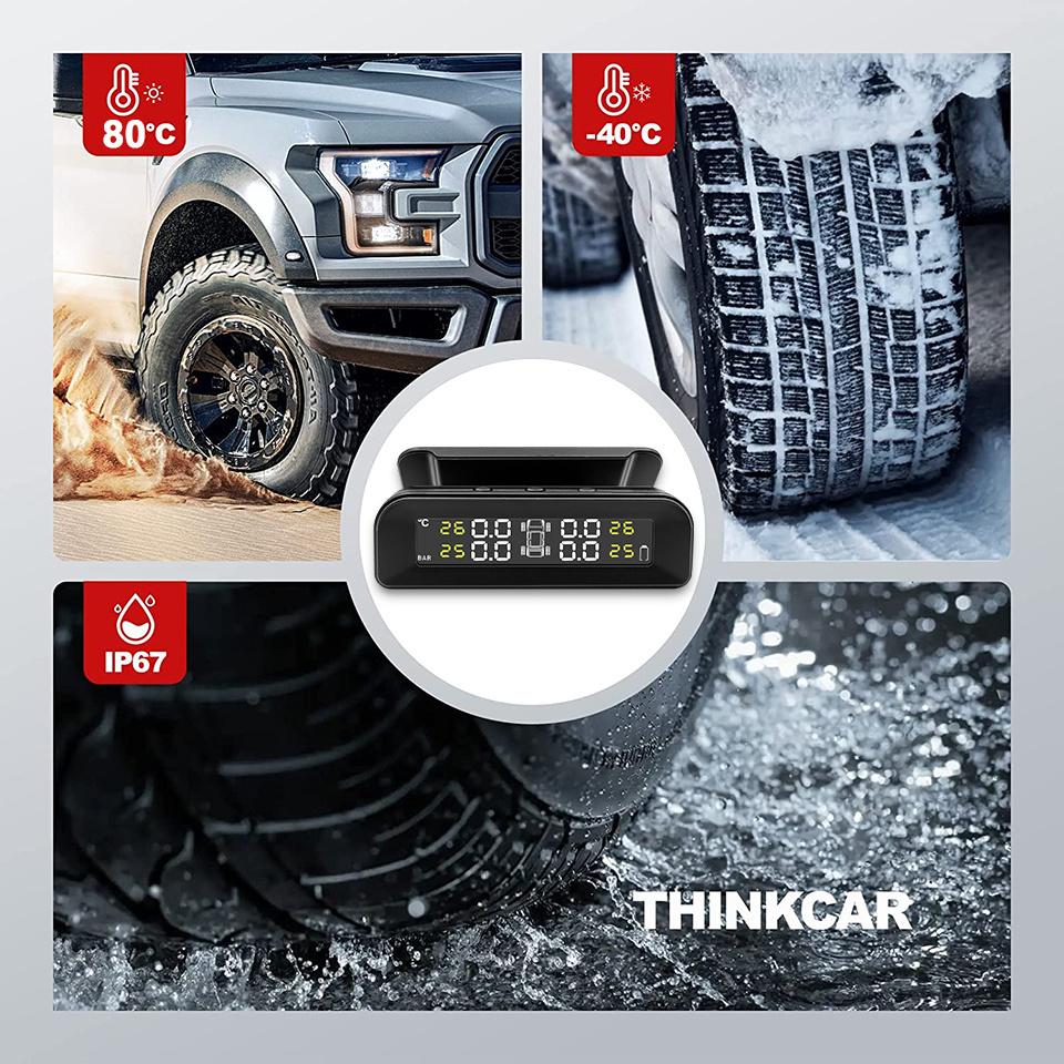 E-ACE Smart TPMS Car Tire Pressure Alarm Temperature Monitor System 4 Sensors Display Solar Intelligent USB And Solar Charging