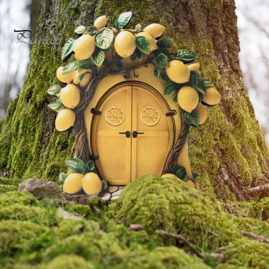 Деревянная волшебная садовая дверь-эльф, украшение для улицы, миниатюрный эльф, украшение для двери, сказочный мир, крошечная фигурка для двери дома, скульптура