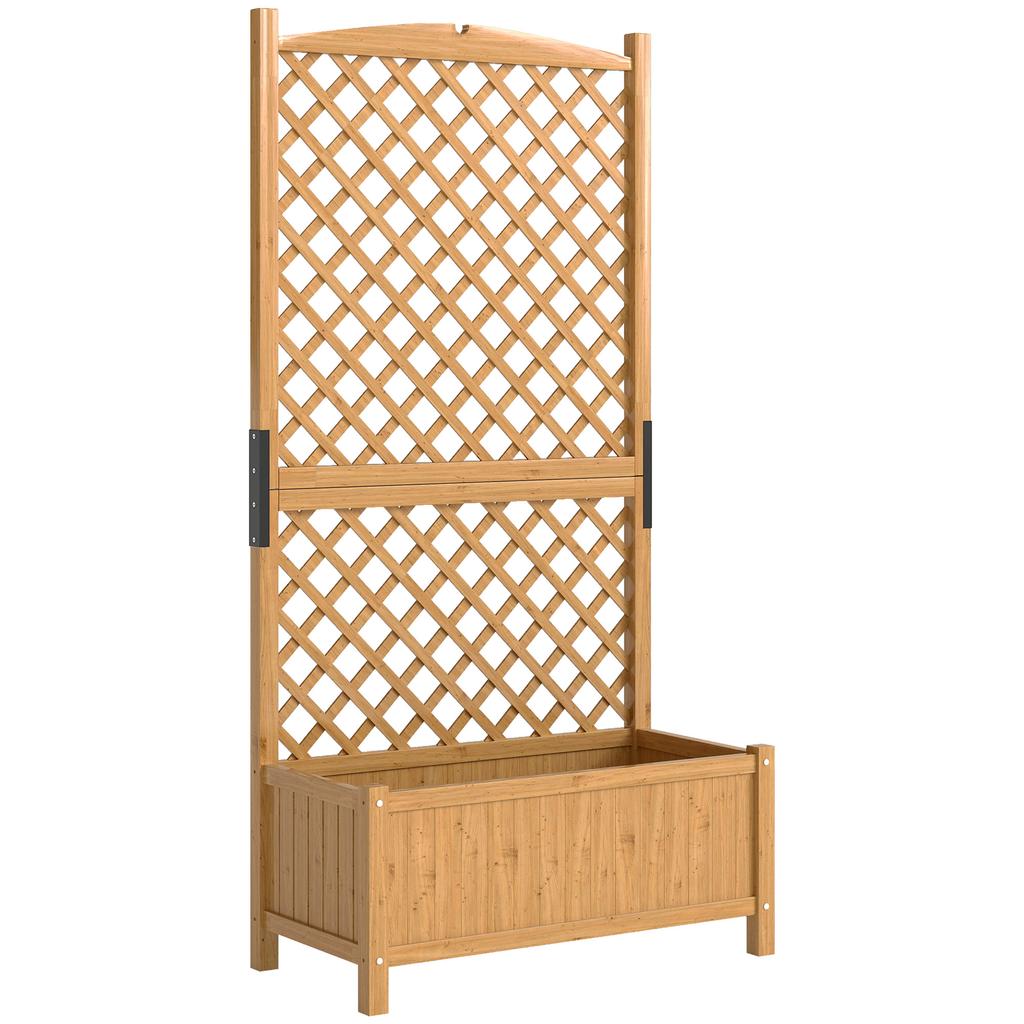 Wooden Lattice Planter For Climbing Plants Patio Terrace Garden 90x45x180 Natural Wood