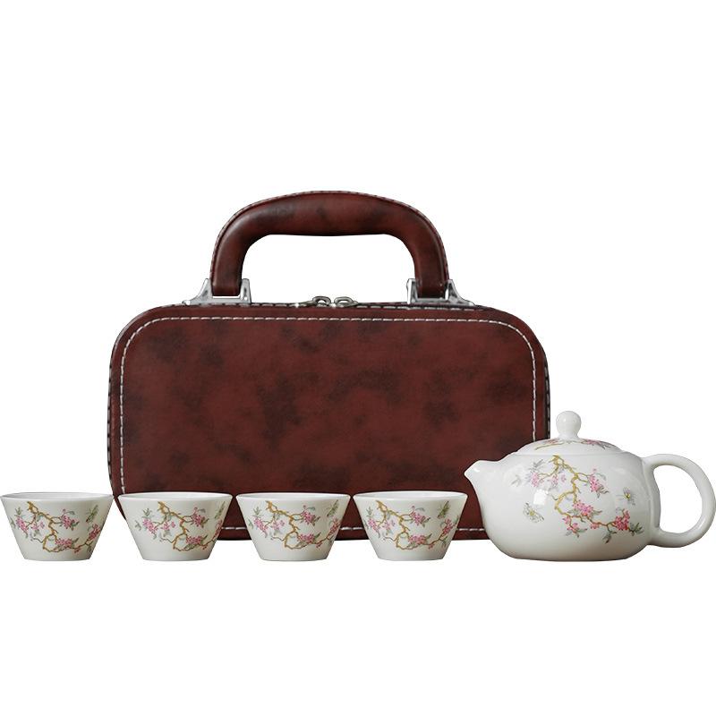 High-end Guochao travel tea set, household wisteria flower Xishi pot light luxury, one pot of four cups commemorative gift