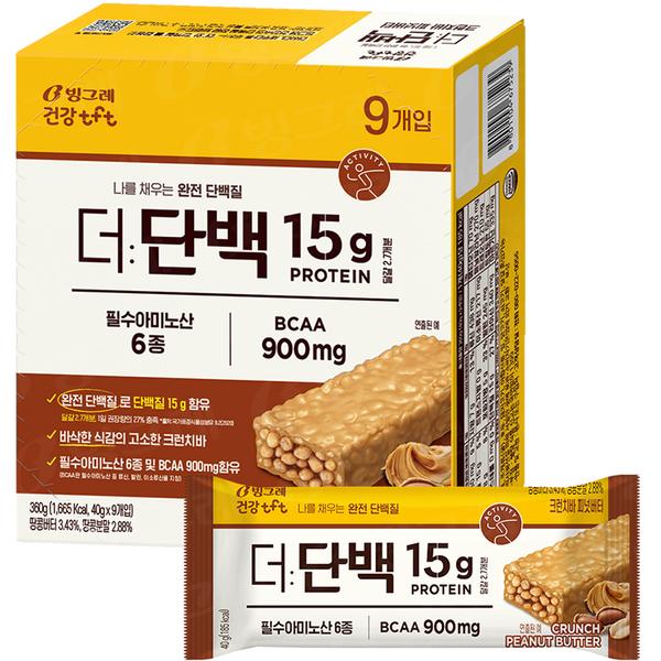 Binggrae TFT The Protein Crunch Bar с арахисовым маслом 9 шт, 360 г, 1 шт., корейская незаменимая здоровая пища