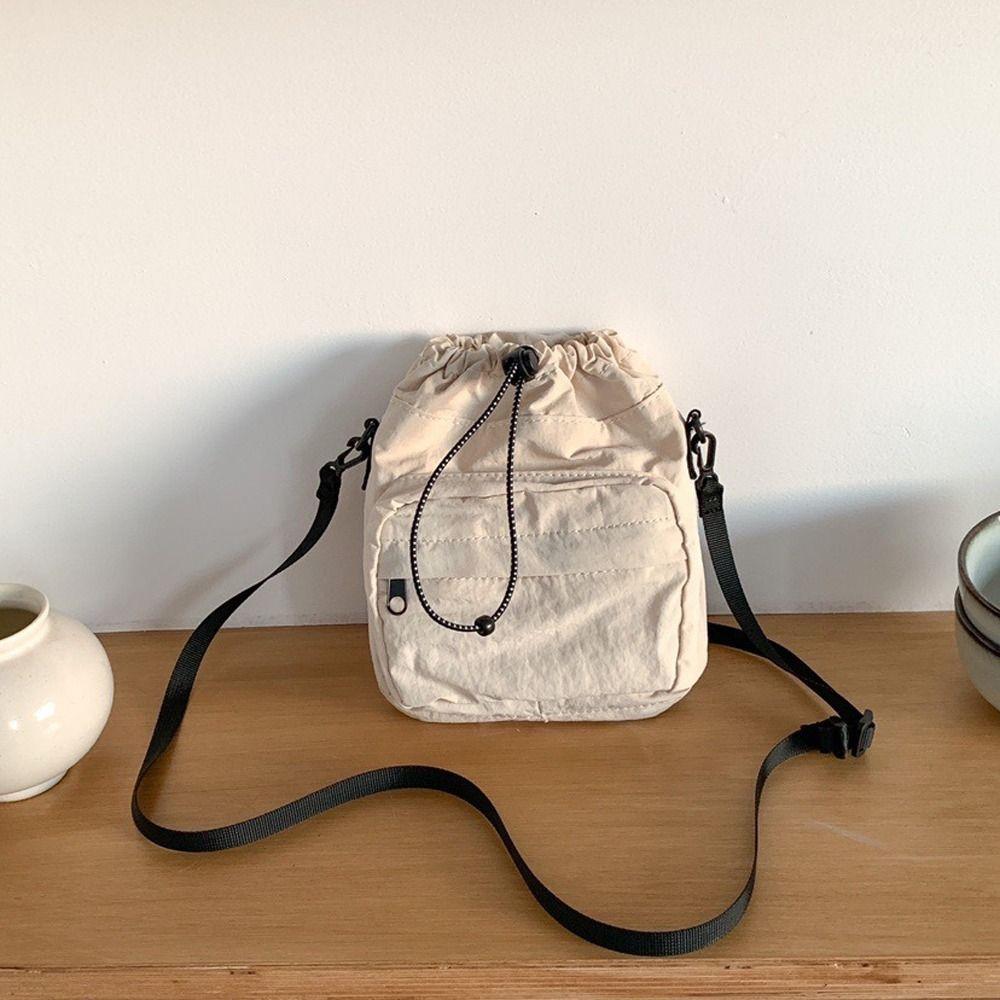 Pleated Small Phone Bag Multi-position Drawstring Shoulder Bag Drawstring Crossbody Bag  Travel