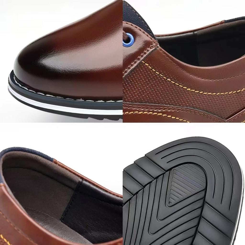 Retro Men Leather Shoes Business Casual Shoes New Man Breathable Loafers Soft Flats Comfortable Dress Shoes Plus Size 48