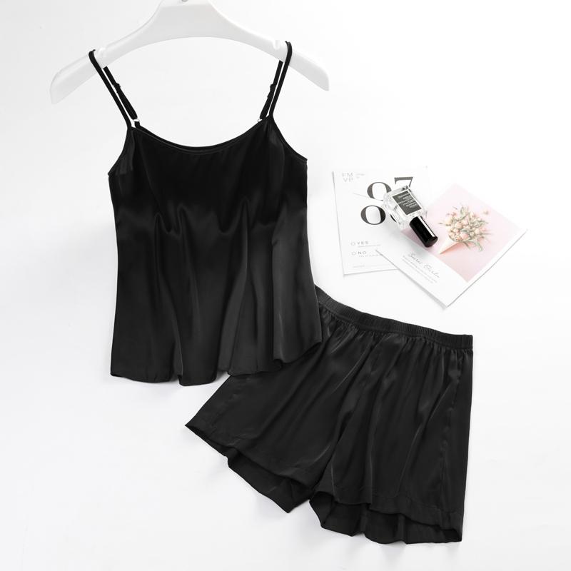 Korean version of summer sexy suspender shorts pajamas women's summer two-piece set large size spring and autumn women's pajamas loungewear set