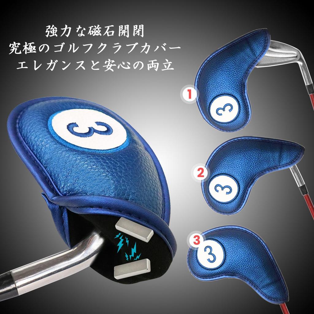 Magnetic Closure Golf Iron Wedge Premium PU and with Embroidered Protective Head Cover Covers, Headcovers, Leather, Lightweight, Waterproof,