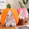 28cm Cute Strawberry Carrot Rabbit Plush Toy Stuffed Creative Into Fruit Transform Baby Cuddly Bunny Doll for Kid Birthday Gift