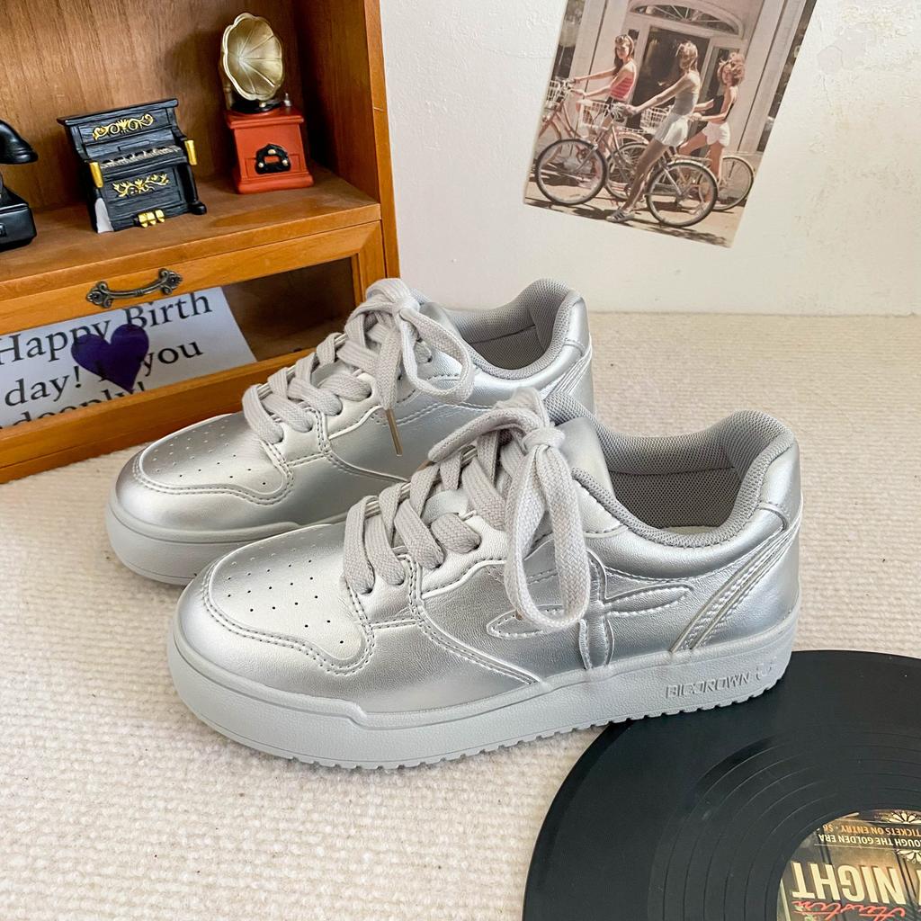 B-9351 latex insole/thick baseplate shoes women's dopamine color niche 2024 new little white shoes women's shoes