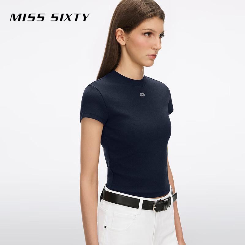 Miss Sixty Женская укороченная футболка с вышивкой, облегающего кроя