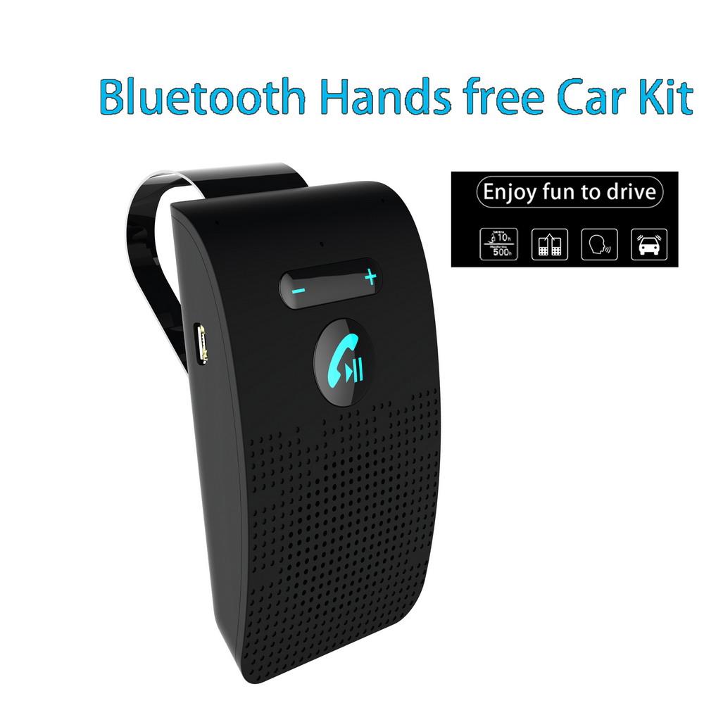 Bluetooth Speaker Handsfree Car Kit Sun Visor Clip Wireless Audio Receiver Speakerphone Loud Music Player Dual Microphone