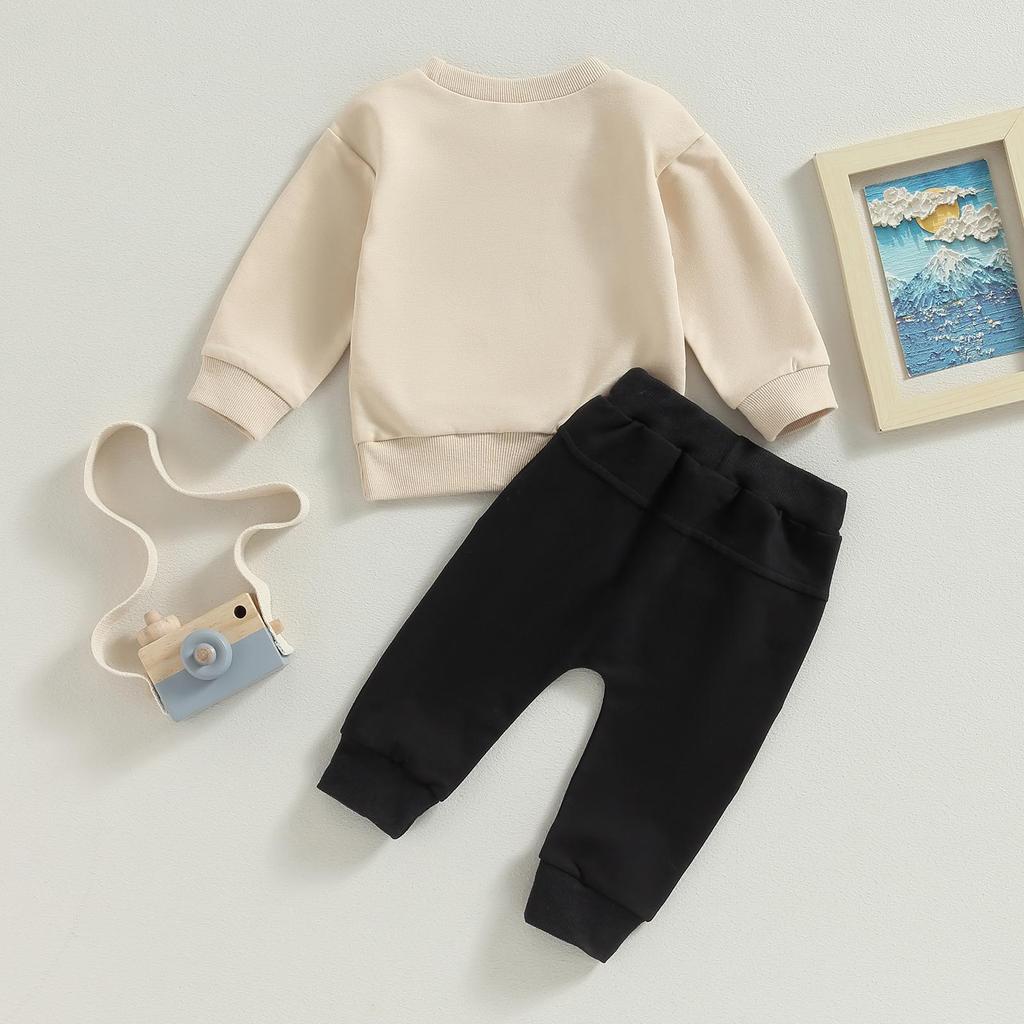 Baby Boy 2 Piece Outfits 6M 12M 18M 24M 3Y Letter Embroidery Long Sleeve Sweatshirt and Elastic Pants for Toddler Fall Tracksuit