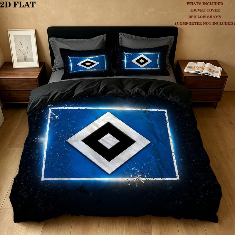 Hamburger SV Pattern Bedding Quilt Set Home Decoration Gift (1 * duvet cover + 2 * pillowcase without core)