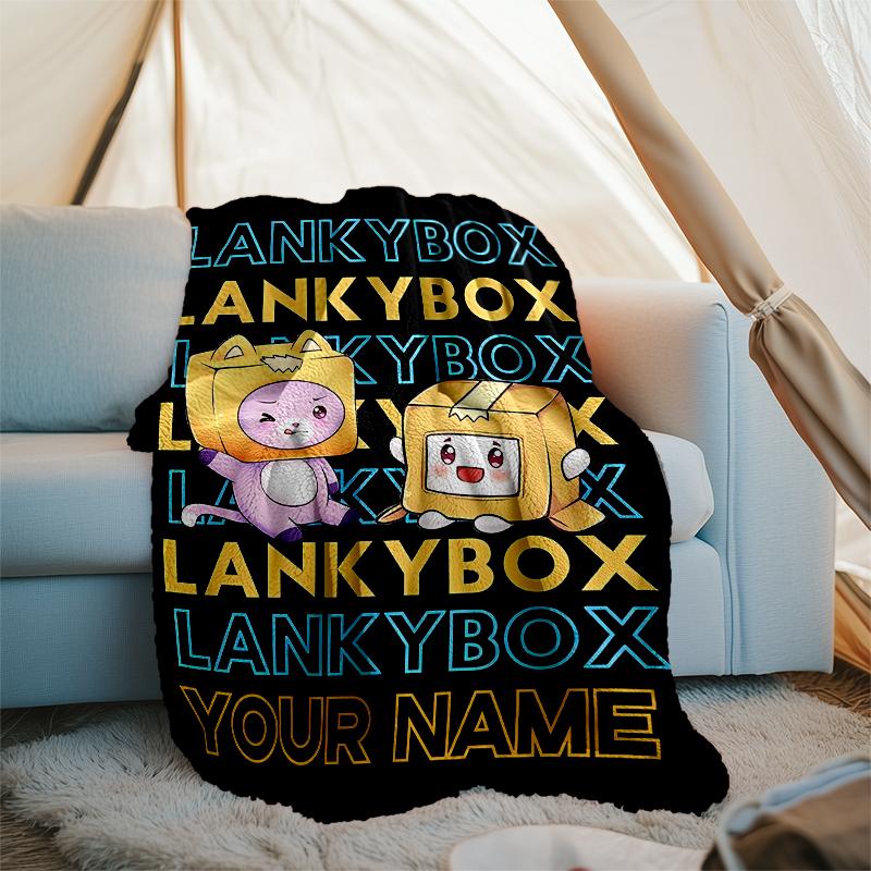 Personalized Custom Name Blanket - LankyBox - Foxy Print Design,Blanket for Sofa,Bed,Travel,Camping - Soft and Warm, Great Gift