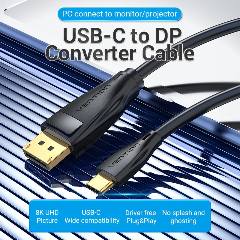 Кабель Vention USB C — DP 1.4, 8K, 60 Гц, кабель-переходник типа C — DisplayPort для Lenovo MacBook Pro, кабель для ТВ-монитора, кабель Type-C — DP