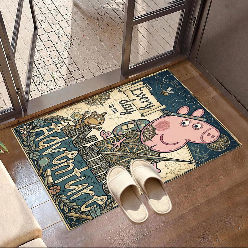Custom Name Personalized Peppa Pig Print Carpet, Versatile Home Decor Rug, for Playroom, Apartment, Balcony, Entryway, Hallway Gift