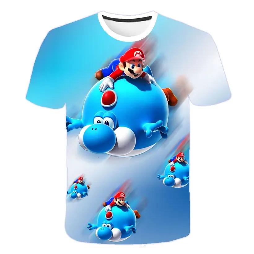MINISO Child Game Super Mario Bros T Shirt Kids Boy Cartoon Clothes Tops Tees Boys T-shirt Luigi Mario T-shirts Children's Short Sleeve