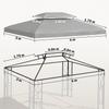 Gazebo Roof Replacement For 3 X 4m Frames Light Grey
