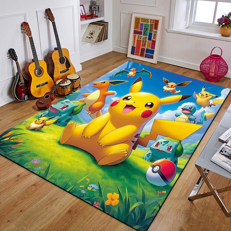 Cartoon Pokemon Anime 3D Carpet Rug for Home Living Room Bedroom Sofa Doormat Decor,Child Play Area Rug Non-slip Floor Mat Gifts