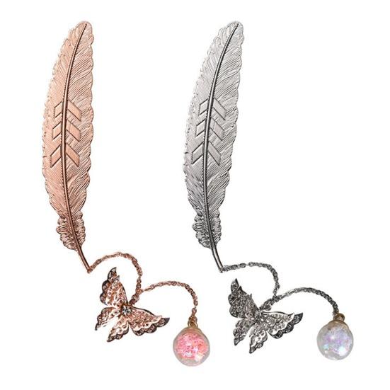 Закладка с китайскими перьями, полая металлическая стильная закладка с кисточками-бабочками, прочная, креативная, с длительным сроком службы