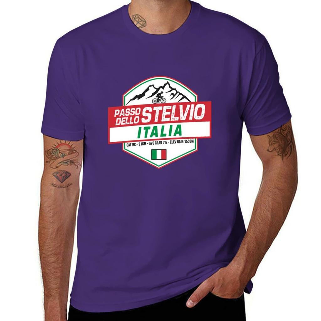 Passo Dello Stelvio Cycling Italy Tshirt Plain Customizeds Hippie Clothes Unisex Clothes