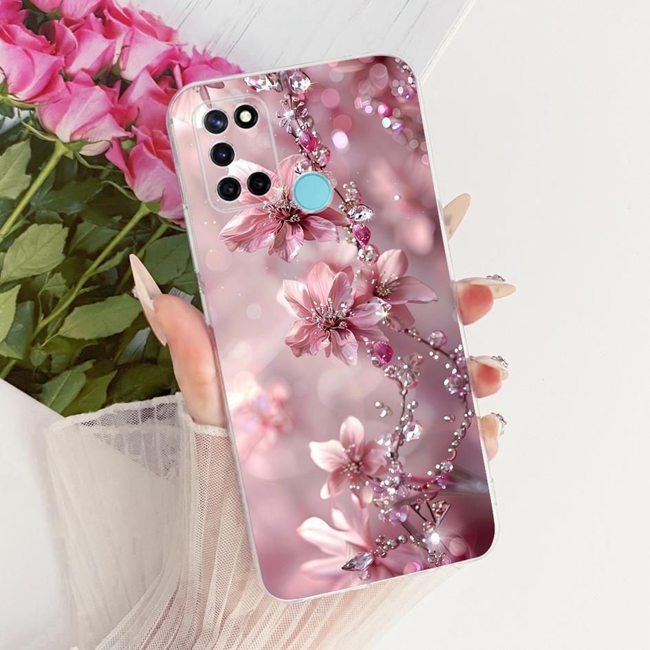 Чехол для Realme C17 RMX2101 Популярный Цветок Прозрачный ТПУ Силиконовый Чехол для Realme 7i RMX2103 Чехол-бампер RealmeC17 C 17