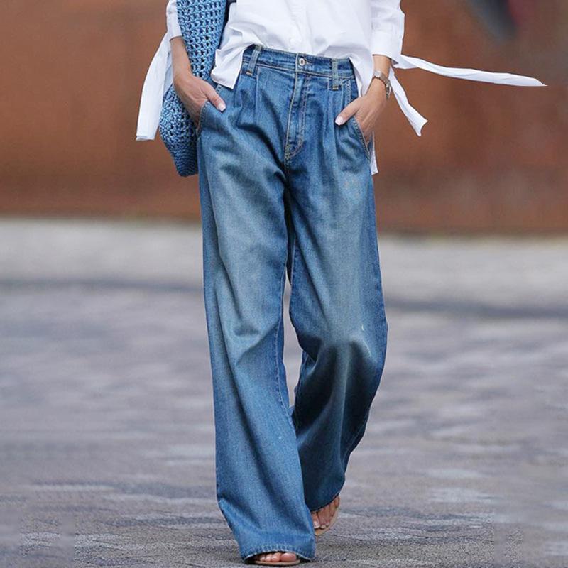 New High-Waisted Slimming Wide-Leg Loose Denim Jeans