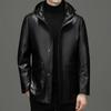 Genuine Leather Coat Men's Winter Middle-aged Dad White Goose Down Lining Thickened Leather Coat Mid-length Down Jacket