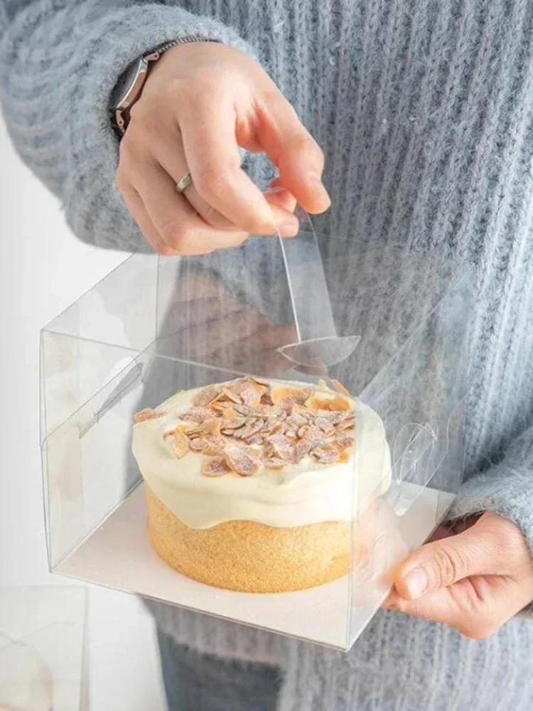 20 шт. Мини-коробка для торта на день рождения 3 дюйма Портативная коробка для выпечки Квадратная Полностью прозрачный пластик Портативная упаковка для десертов