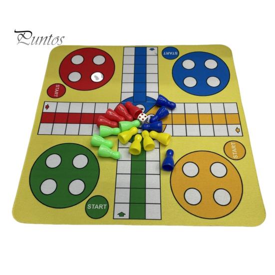 1 Set 4 Players Flying Chess Game with 24CM Rubber Chessboard 16 Chess Pieces 1 Dice Kids Adults Family Night Interactive Classic Strategy Game