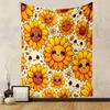 Cute Smiling Sunflower Pattern Design Patterned Tapestry Decorative Wall Hanging, Home Bedroom Living Room Decor
