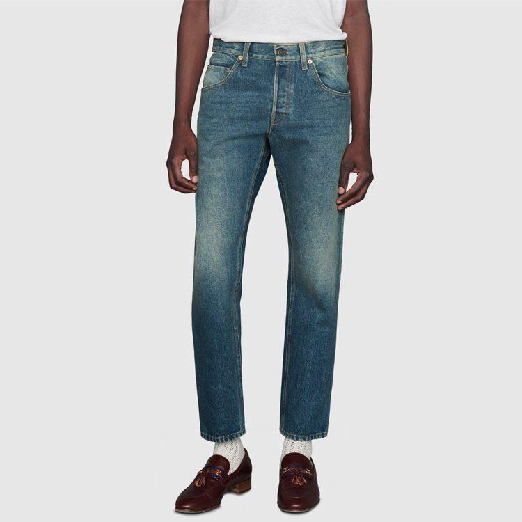 Gucci Джинсы зауженного кроя, стиранные, с мраморным эффектом 408637-XDBBQ-4011