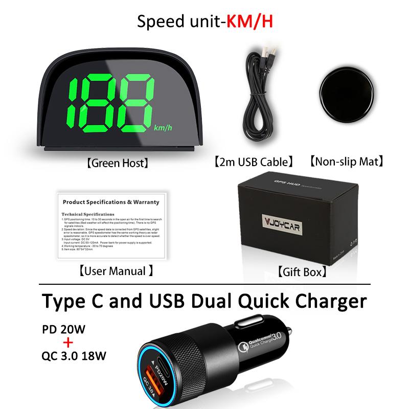 Vjoycar New GPS HUD Digital Speedometer Display 2-Color Plug and Play Big Font Car Electronics Accessories for All Cars
