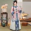 Восстановленный национальный костюм в китайском стиле династии Цин, топ с круглым вырезом, юбка с принтом в стиле ретро, ​​женский костюм
