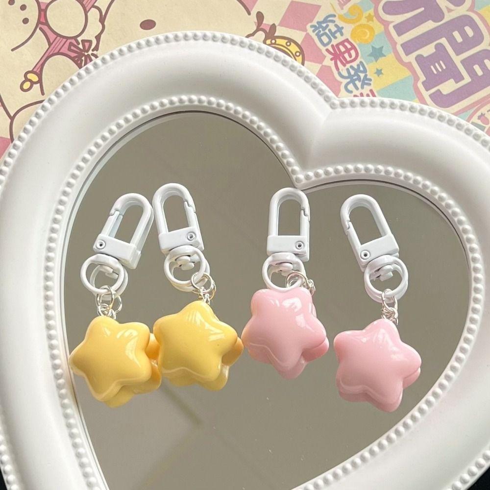 Chubby Chubby Milk Yellow Star Keychain Pentagram Yellow Pink Stars Keychain   Birthday Gifts