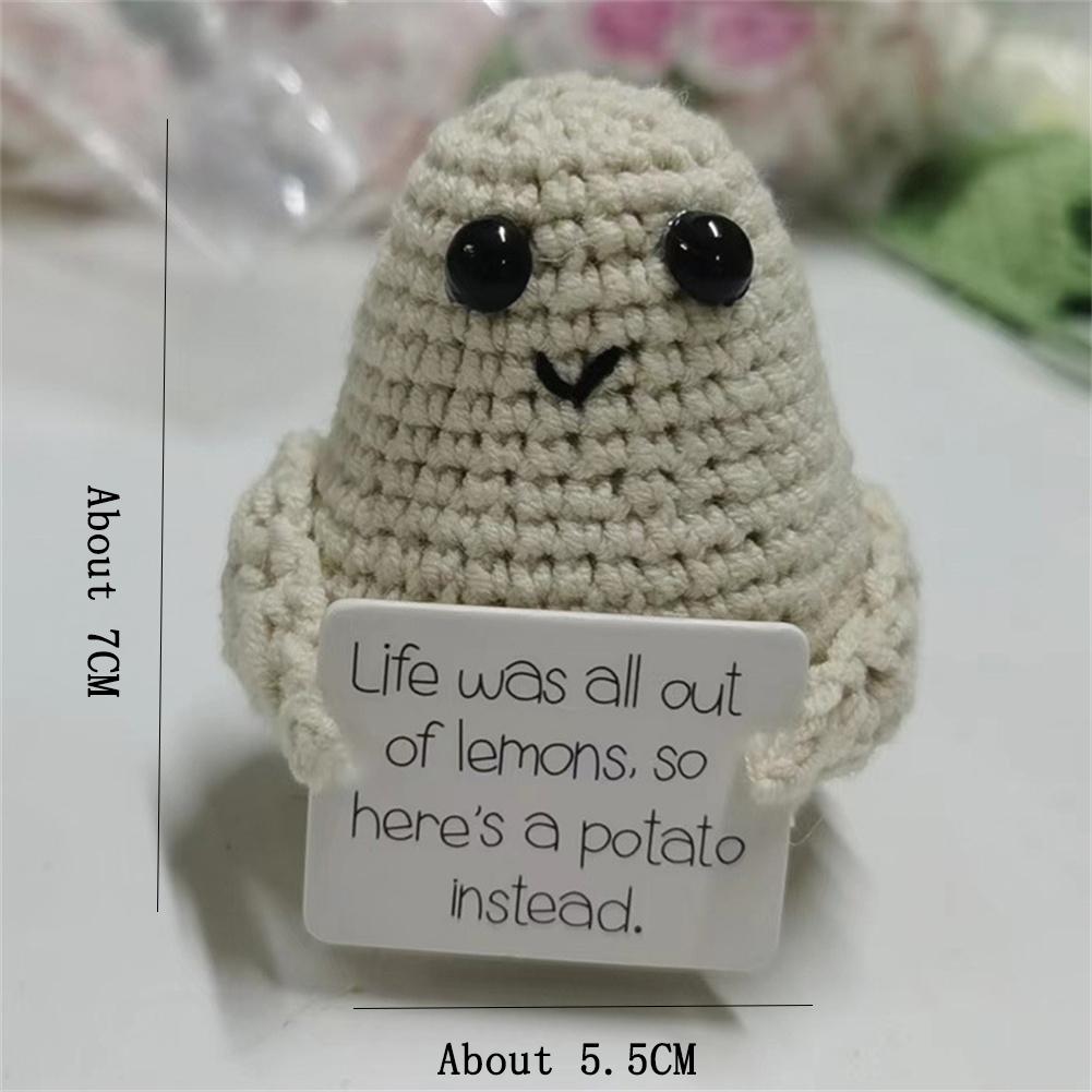 Positive Knitting Potato Doll Decoration With Card Positive Potato Doll For Birthday Party Office Decoration Good Luck Gifts