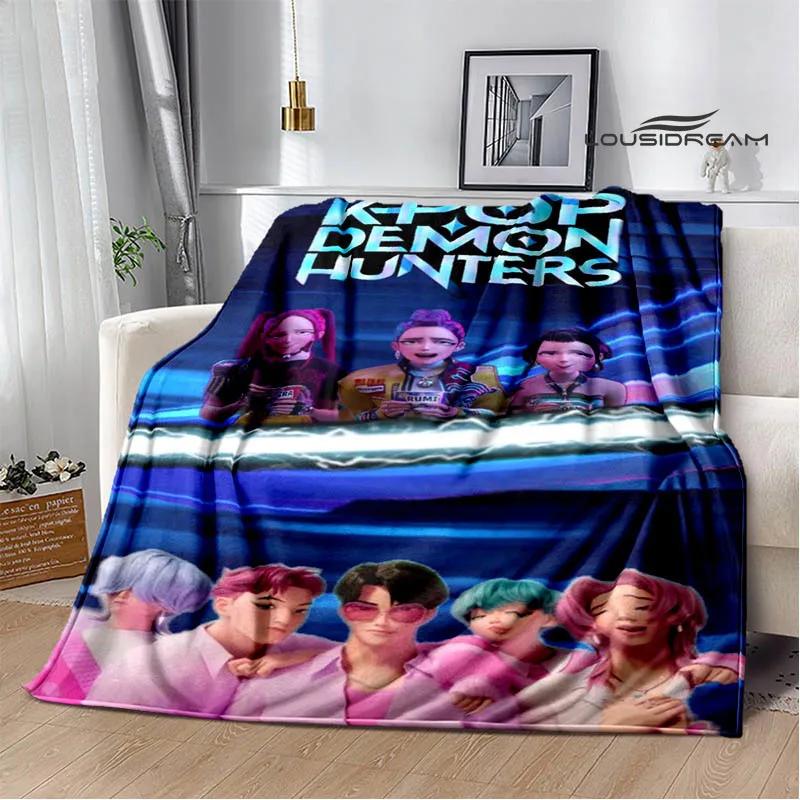 KPop Demon Hunters Cartoon printed blanket Picnic blanket Warm Flannel blankets Home bed linings blankets for beds Birthday Gift