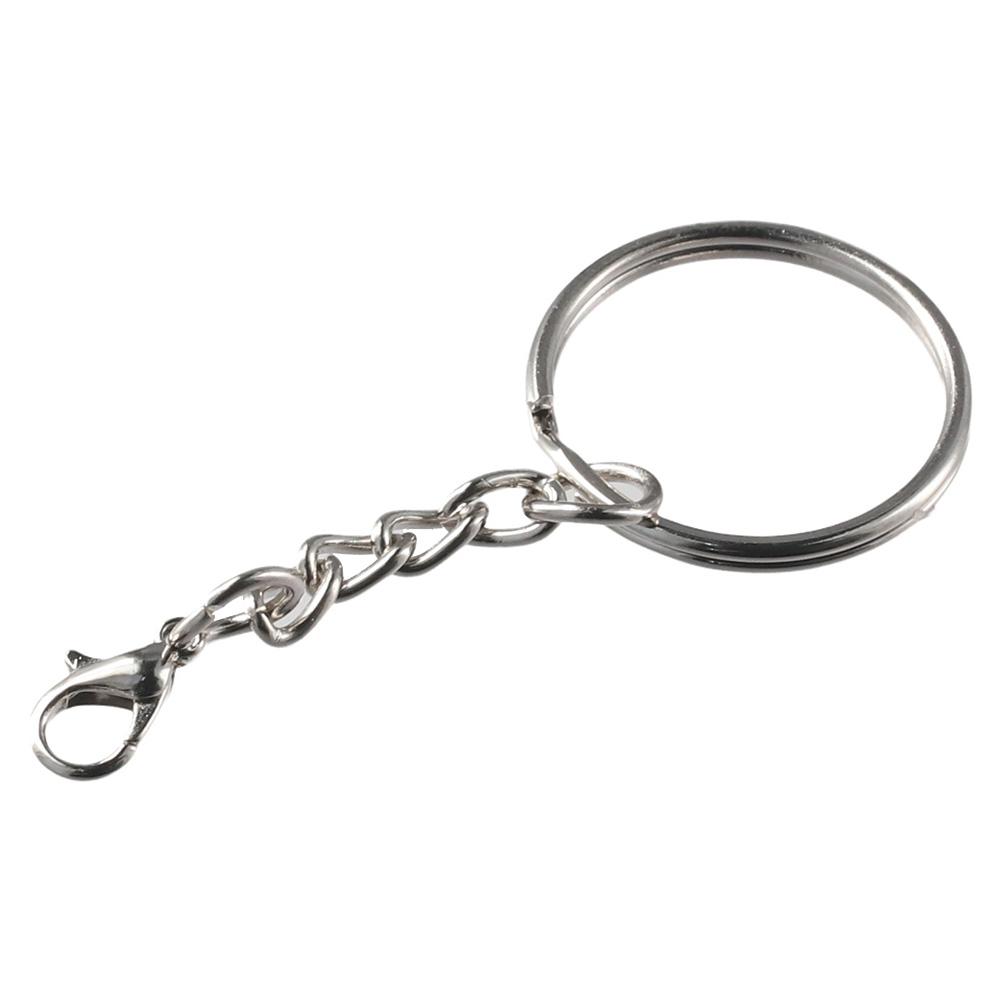 Серебряная цепочка для рукоделия 25 мм, комплект ключей, брелок для ключей, кольцо для ключей, принадлежности для изготовления ювелирных изделий