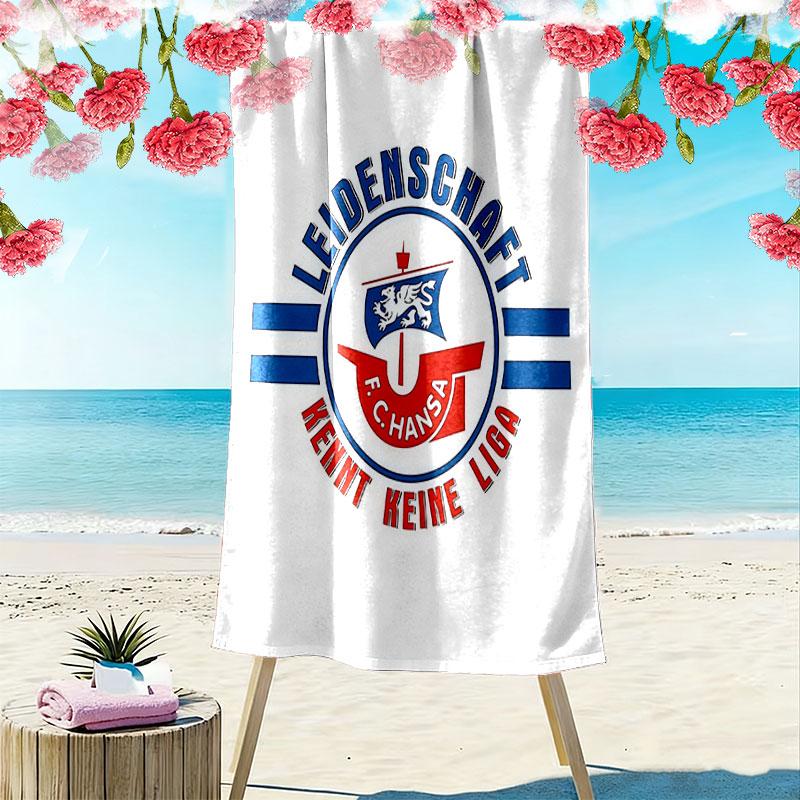 FC Hansa Print Beach Towel, Large Soft Quick Dry Towel for Beach Camping Swimming