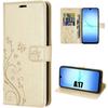 Protective Case - BOOLING - for Samsung Galaxy A17 5G/4G - Golden Synthetic Leather Butterfly Flower Pattern