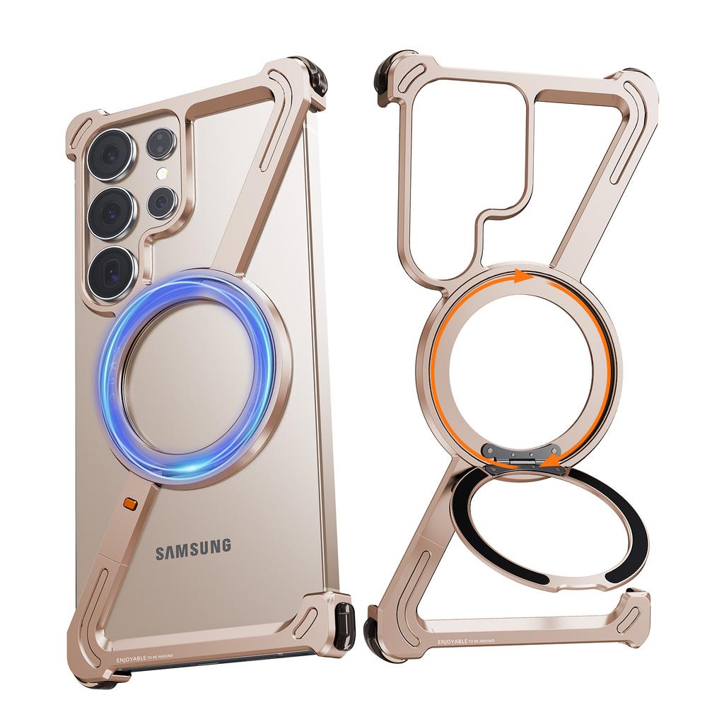 Минималистичный чехол для телефона Eary Z-образной формы для Samsung Galaxy S25 Ultra S24 Ultra с магнитной подставкой, вращающейся на 360°, противоударный тонкий чехол