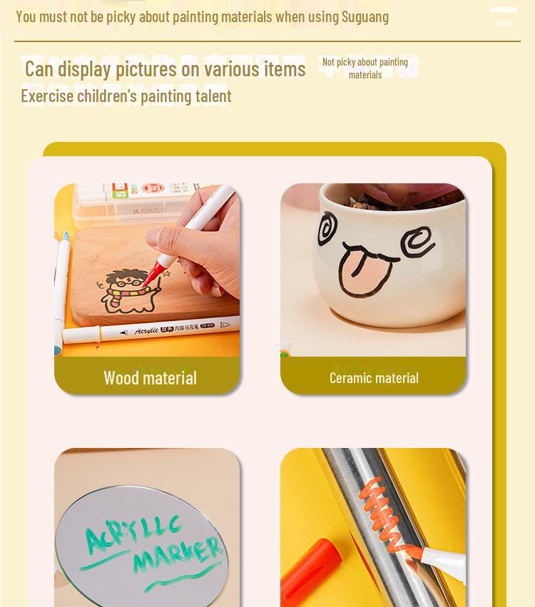 Двусторонний акриловый маркер с мягким наконечником для самостоятельного творчества и граффити на дереве, камне и обуви