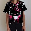 Stylish Summer Hello Kitty Print T-Shirt, Women's Street Style Casual T-Shirt Top, Women's Harajuku Style T-Shirt, Loose Fit Clothing