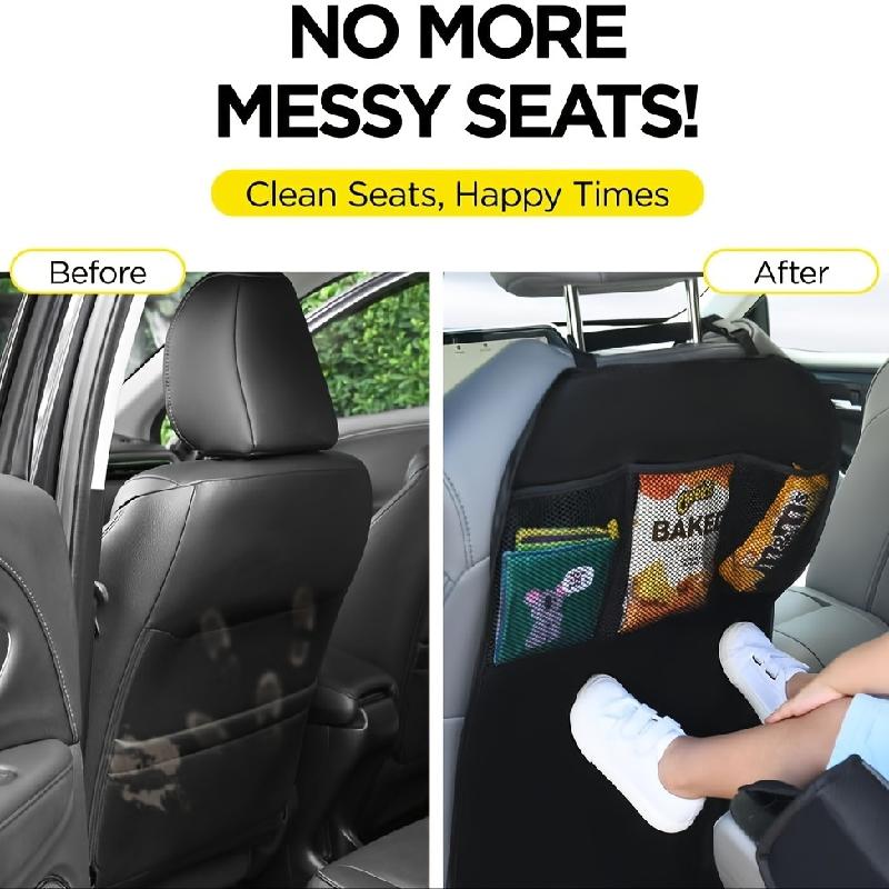 Car Oxford Waterproof Kick Mats Backseat Protector From Dirt Mud Scratches Car Back Seat Cover for Kids With Storage Organizers