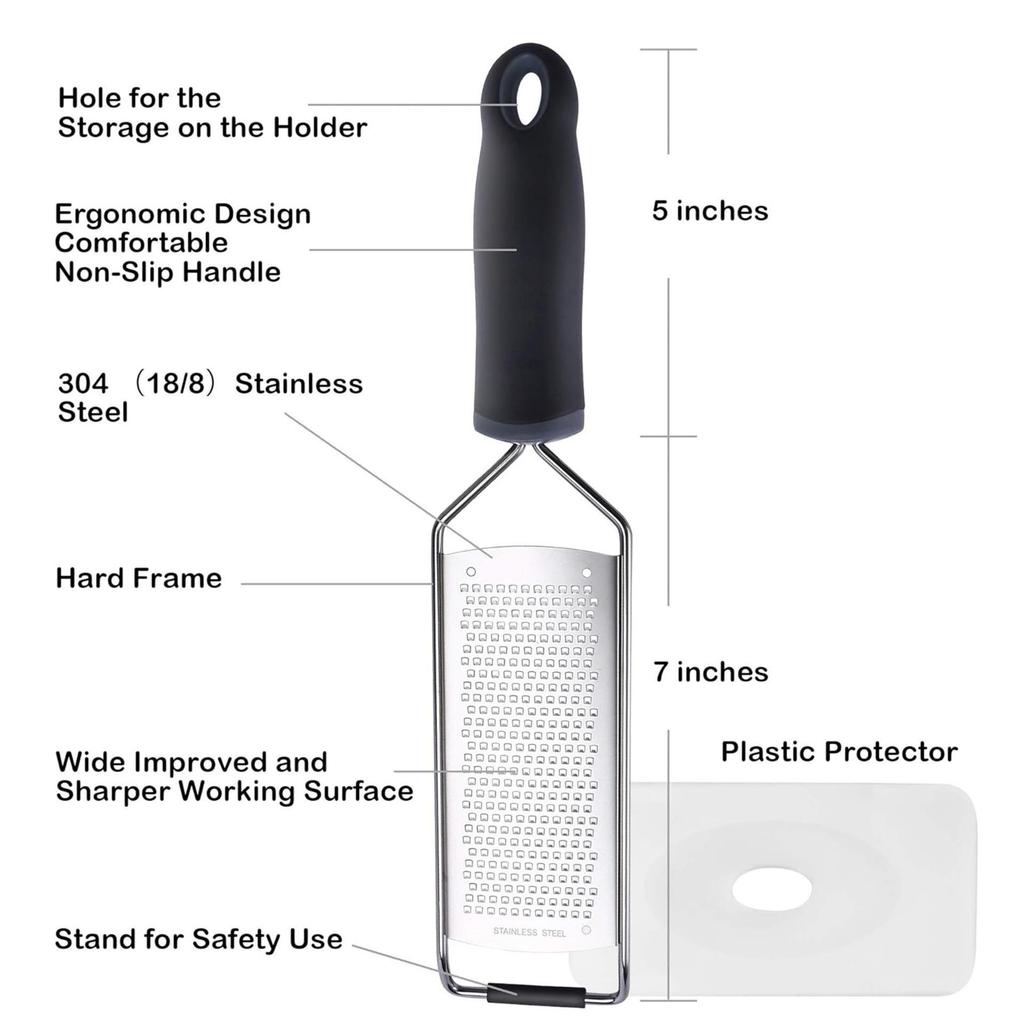 304 Stainless Steel Cheese Grater Multi-Purpose Kitchen Shredder for Hard Cheese,Vegetables,Chocolate,Ginger Zest-Rust-Proof 1