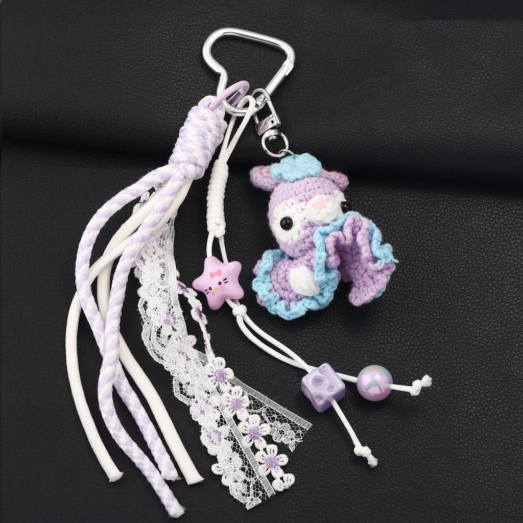 Handmade Knitted Doll Bag Pendant Cute Cartoon Hedgehog Bunny Creative Small Ornament Clothing Accessory Birthday Gift Bag Charm