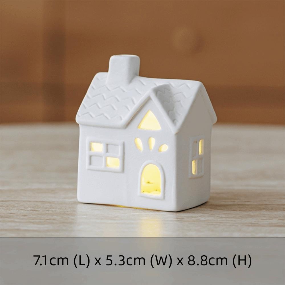 Warm Glow Village House Lamp LED Ceramic Desktop Ornament Cozy Christmas Night Light Home Desktop