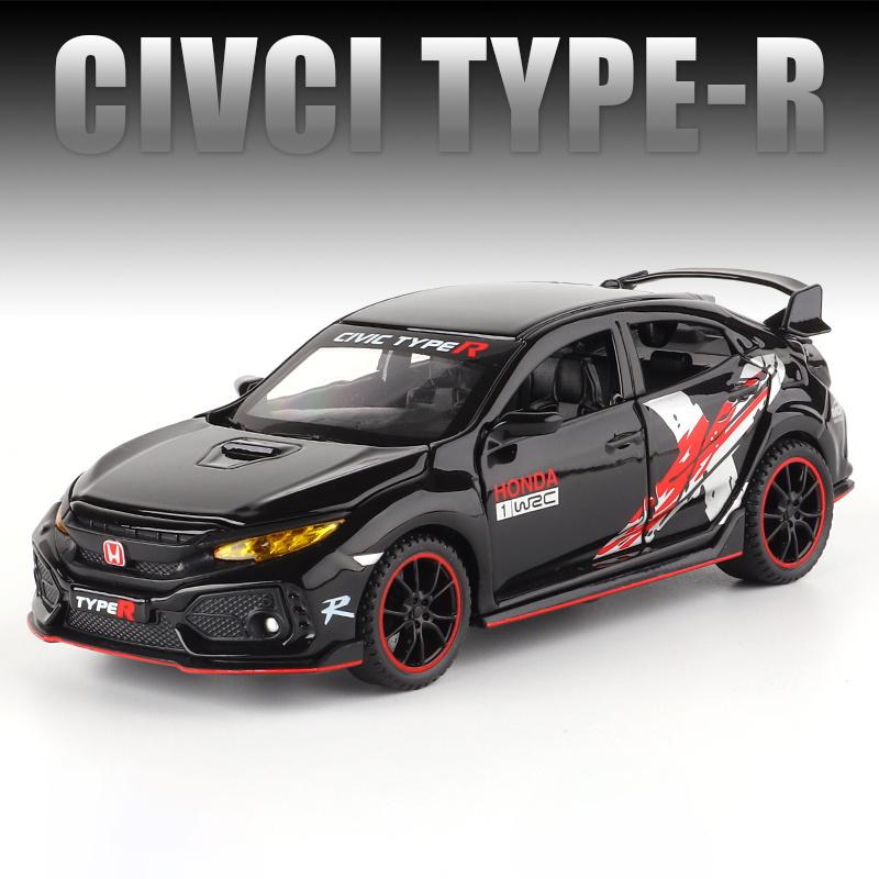 1/32 HONDA CIVIC TYPE-R Литые и Игрушечные Транспортные Средства Металлическая Модель Автомобиля Звук Свет Коллекция Автомобильные Игрушки для Детей Рождественский Подарок